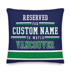Federa per cuscino personalizzata Vancouver con nome, Hockey su ghiaccio, regalo per papà, festa del papà, decorazioni sportive, regalo per mamma, Canucks