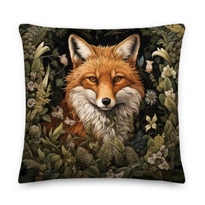 William Morris Fox in the Forest Throw Pillow, Arts & Crafts, Home Decor, Floral, Botanical, Patterns, Pillow, Cushion, Nature, Easter Gift