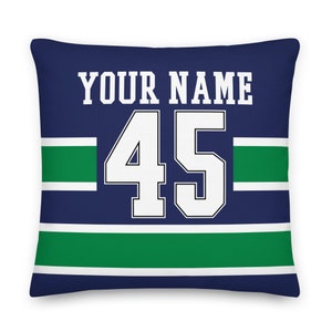 Vancouver Federa per cuscino da hockey personalizzata con nome e numero, cuscino, hockey su ghiaccio, regalo per papà, festa del papà, decorazioni sportive, regalo per mamma, Canucks