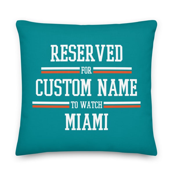 Miami Football Personalized Name Pillowcase, Custom Cushion, Gift for Dad, Gift for Mom, Father's Day, Reserved for Dad, Decor, Xmas Gift