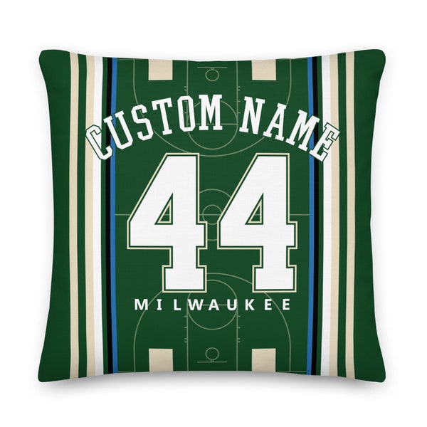 Milwaukee Basketball Nome e Numero personalizzati Federa nera, Federa per cuscino, Decorazione, Maglia con icone, Regalo per papà, Regalo per mamma, Dollari