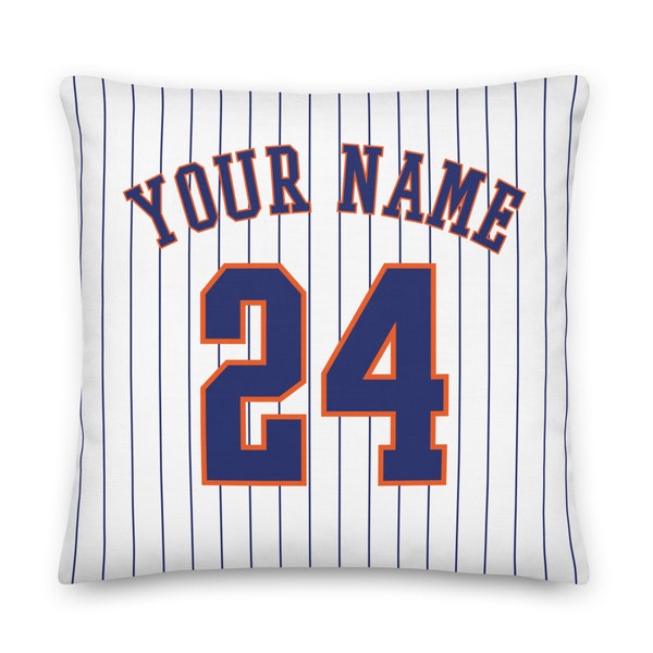 New York Baseball Personalized Name & Number Pillowcase, Cushion Cover, Decor, Uniform, Gift for Dad, Gift for Mom, Sports, Mets