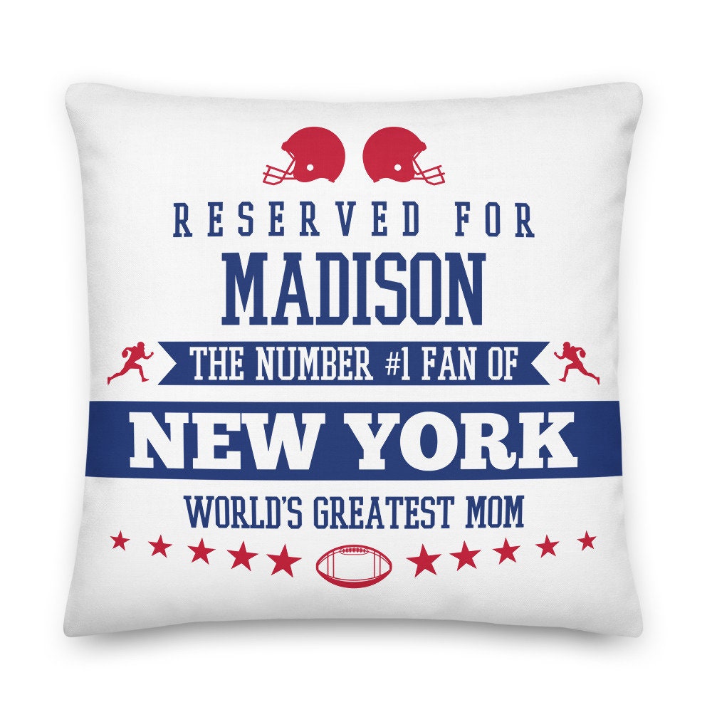 Gift for Son Giants Father's Day New York Personalized Pillow Case Decor Gridiron Gift for Dad Mother's Day Football Cushion