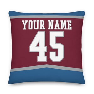 Colorado Personalized Name & Number Hockey Pillowcase, Cushion, Ice Hockey, Gift for Dad, Father&#39;s Day, Home Decor, Gift for Mom, Avalanche