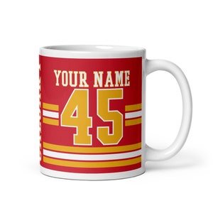 Calgary Custom Name & Number Ice Hockey Mug, #1 Hockey Fan, Custom Jersey, Gift for Dad, Gift for Mom, Sports Fan, Personalized, Flames