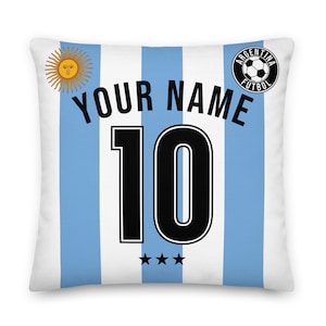 Argentina Football Personalized Pillowcase, Soccer, Cushion, Custom Pillow, Gift for Dad, Father&#39;s Day, World Cup, CONMEBOL, FIFA, Fútbol