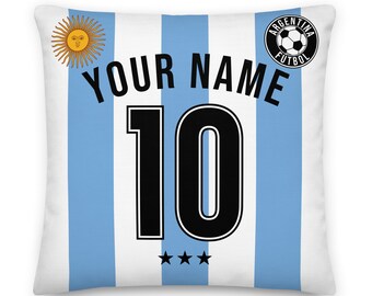 Argentinien Fußball personalisierter Kissenbezug, Fußball, Kissen, individuelles Kissen, Geschenk für Papa, Vatertag, WM, CONMEBOL, Fifa, Fútbol