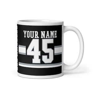 Los Angeles Custom Name & Number Ice Hockey Mug, #1 Hockey Fan, Jersey, Gift for Dad, Gift for Mom, Sports Fan, Personalize, Kings