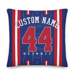Detroit Basketball Personalized Name & Number Pillowcases, Cushion Cover, Decor, Icon Jersey, Statment, Gift for Dad, Gift for Mom, Pistons