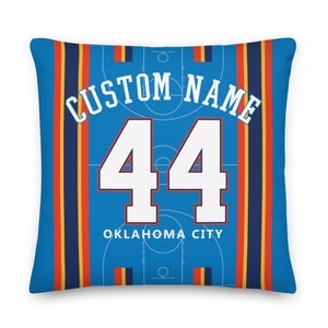 Oklahoma Basketball Personalized Name & Number Pillowcases, Cushion Cover, Decor, Icon Jersey, Gift for Dad, Gift for Mom, Sports, Thunder