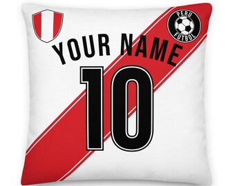 Peru Fußball personalisierter Kissenbezug, Fußball, Kissen, individuelles Kissen, Geschenk für Papa, Vatertag, WM, CONMEBOL, Fifa