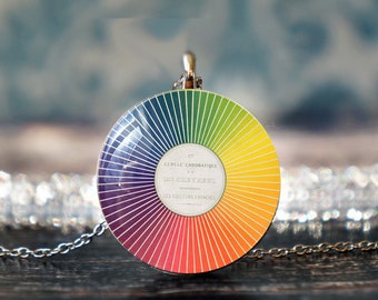 vintage color wheel , color wheel pendant , french color wheel , gift for artist , artist gift , artist jewelry , art pendant art teacher