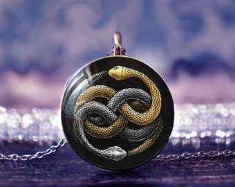 auryn pendant , ouroboros necklace , infinite snake , knot snake , double ouroboros Active Restock requests: 0