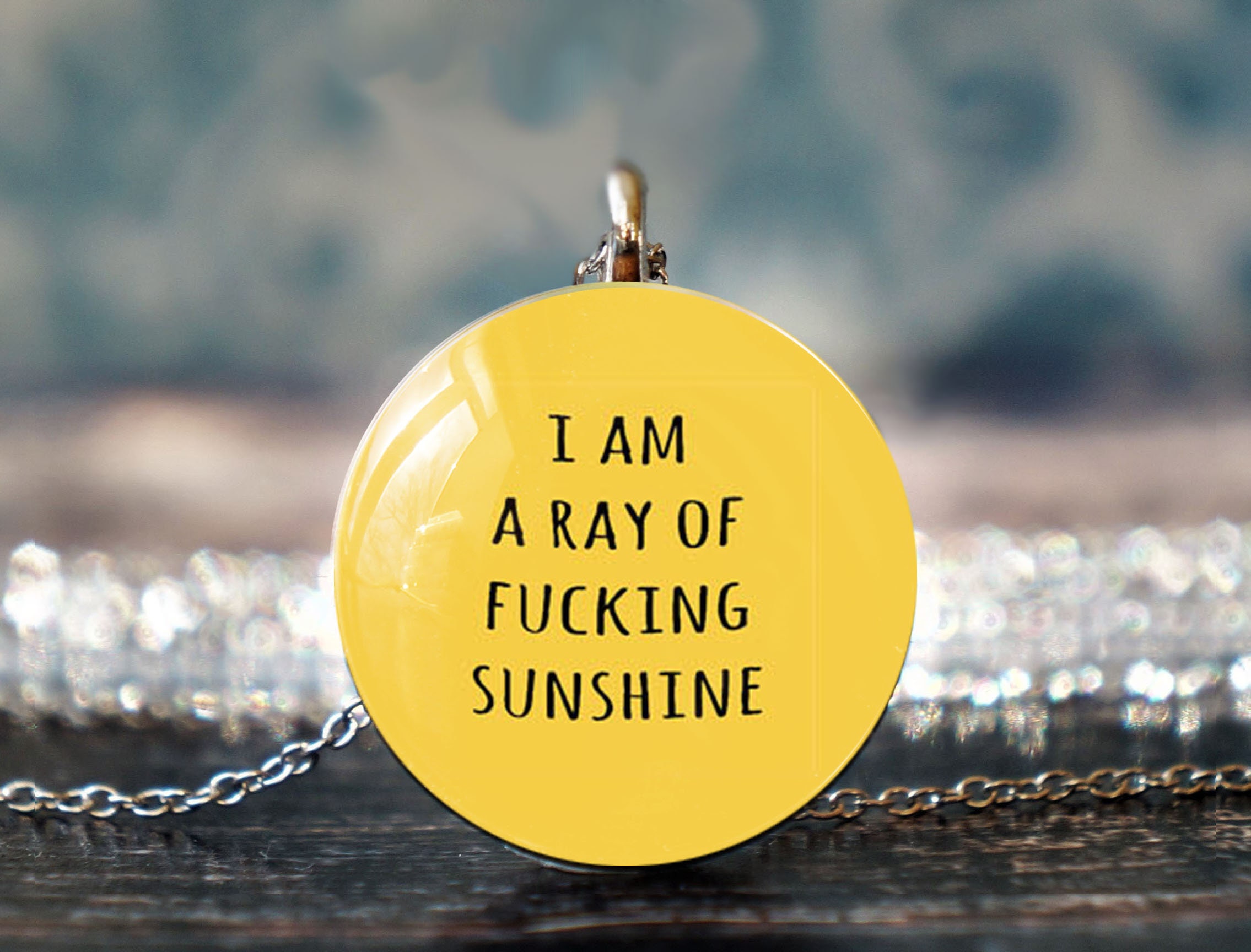 ray of sunshine , sunshine pendant , sunshine jewelry , fucking sunshine , i am a ray of , sun pendant , sunshine necklace