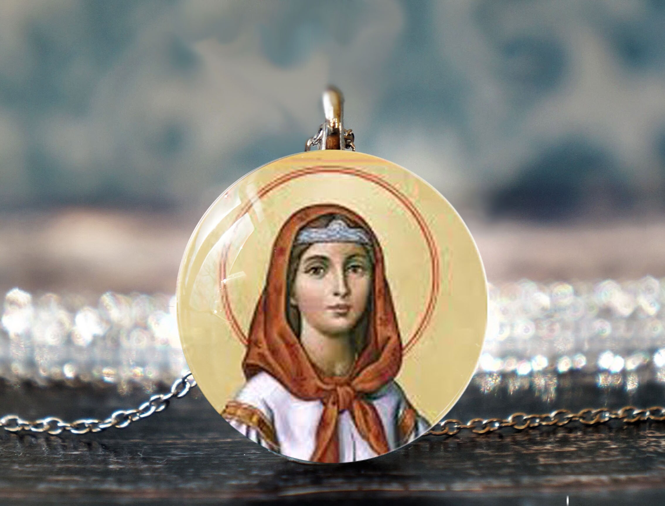 saint dymphna , st dymphna necklace , catholic necklace , catholic jewelry , catholic gifts , anxiety necklace