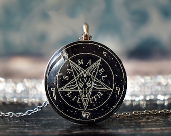 collar satánico, joyería satánica, collar gótico, colgante baphomet, sigilo de baphomet, joyería baphomet, collar oculto