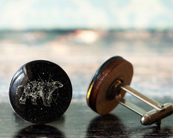 bear cuff links , dieren manchetknopen , grizzly beer , beer cadeau