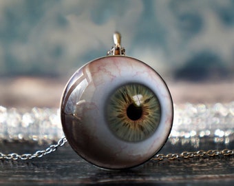 eye necklace , eyeball jewelry , eyeball pendant , optometrist gift , gothic necklace , creepy necklace