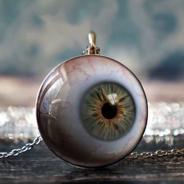 eye necklace , eyeball jewelry , eyeball pendant , optometrist gift , gothic necklace , creepy necklace