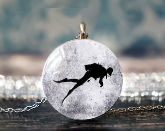 diving jewelry , scuba jewelry , diver necklace , scuba diving jewelry , diving gift , dive necklace , diver jewelry , diving pendant