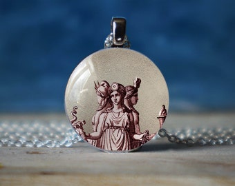 hecate necklace , greek mythology ,   hecate jewelry , hecate pendant , witch necklace , wiccan necklace , pagan necklace