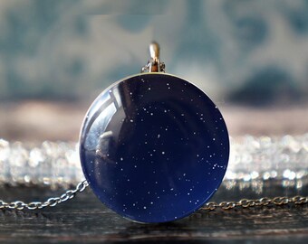 colar de céu noturno, colar de céu azul, joias de céu azul, colar de céu estrelado, presente de amante do espaço, colar de espaço, joias de galáxia