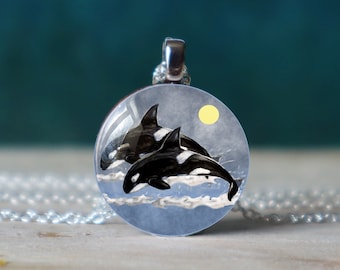 orca ketting, walvis ketting, orca sieraden, orka walvis, zee leven ketting, walvis cadeau, oceaan cadeau