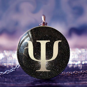 omega psi phi, regalo de psicología, letra griega psi, símbolo psi, joyería de psicología, regalo de psicología
