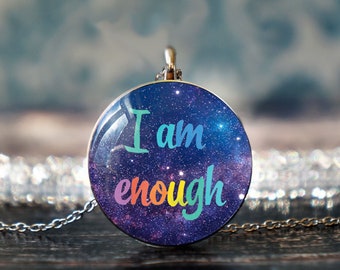 i am enough jewelry , affirmation necklace , inspirational gift , motivational jewelry , affirmation jewelry , enough necklace