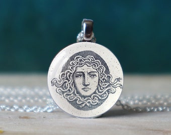 medusa necklace , greek mythology ,  medusa pendant , medusa jewelry , greek gods , greek goddess , ancient greek