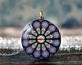 rose window pendant , catholic jewelry , notre dame cathedral , religious jewelry , notre dame jewelry , christian jewelry