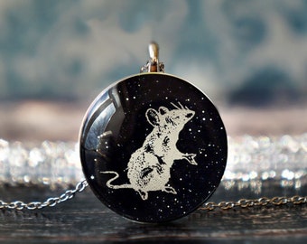 mouse pendant , mouse jewelry , mouse charm , silver mouse ,