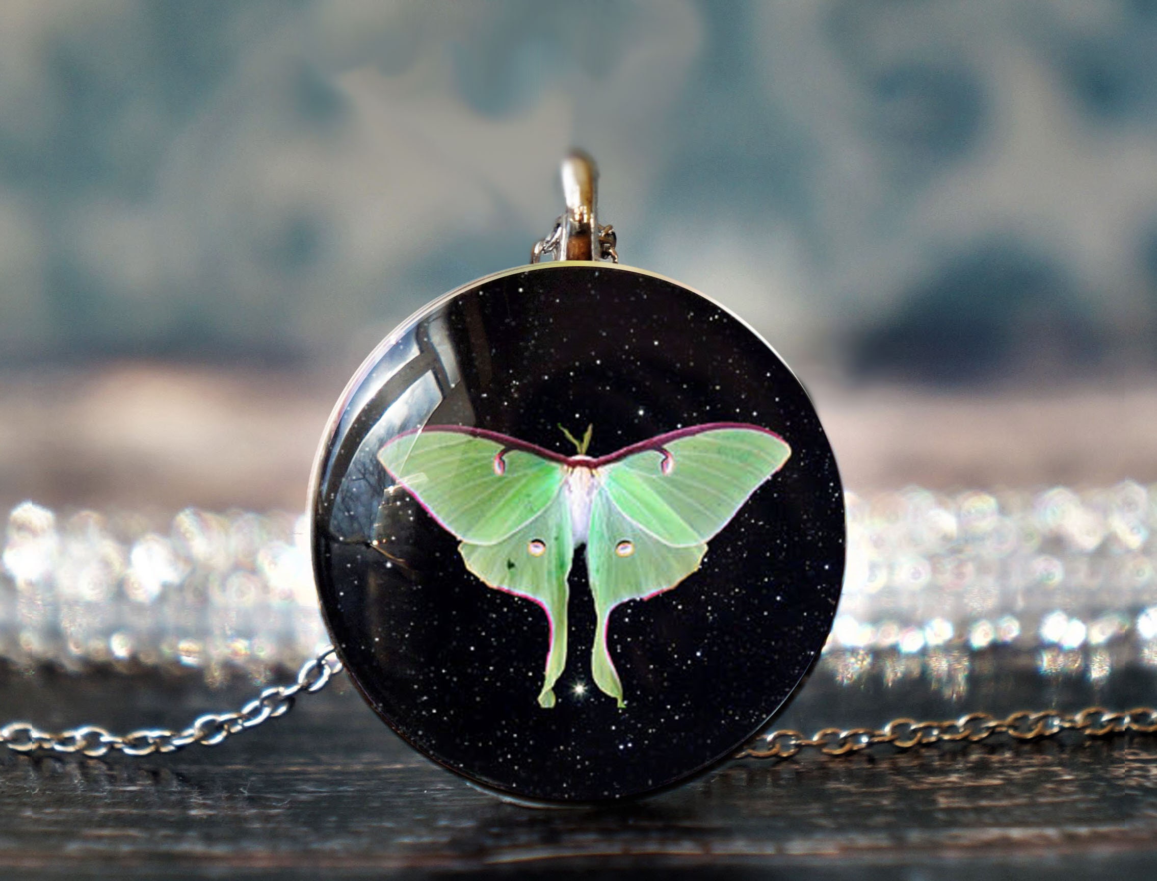 Silver Pink Sapphire Luna Moth Necklace – Godlynaturesjewelry