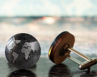 map cufflinks , travel cufflinks , gift for traveler , globe cufflinks , earth cufflinks