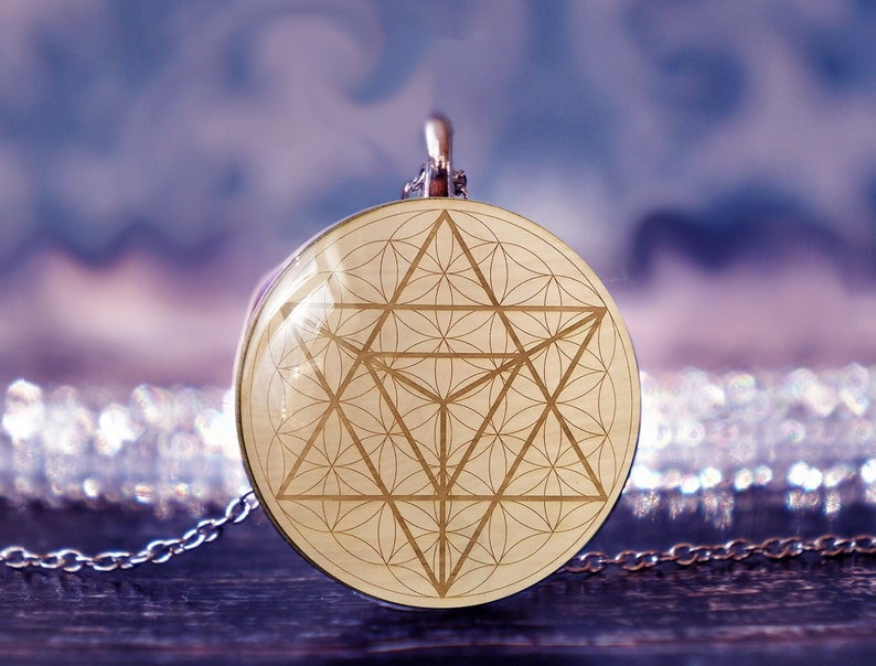 sacred geometry , merkaba necklace , kabbalah jewelry , flower of life , merkaba jewelry , star tetrahedron image 1