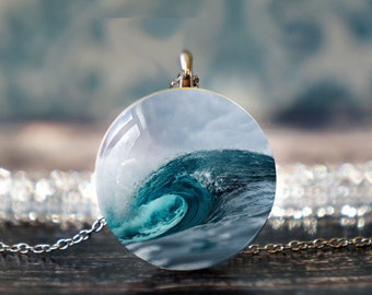 nautical necklace , wave necklace , nautical jewelry , wave jewelry , surfer jewelry , ocean pendant