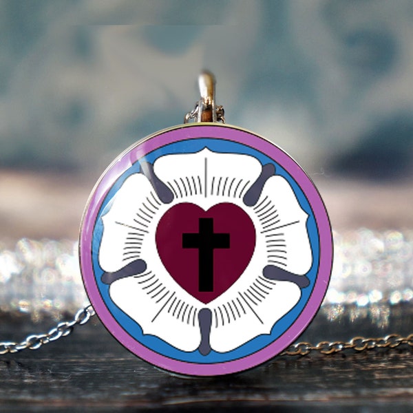 christian jewelry , luther rose , reformation , confirmation gift , christian pendant