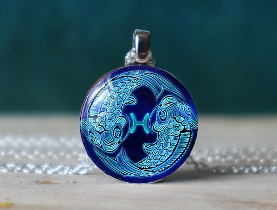 pisces necklace , pisces gifts ,  zodiac necklace , pisces jewelry , horoscope necklace , pisces pendant