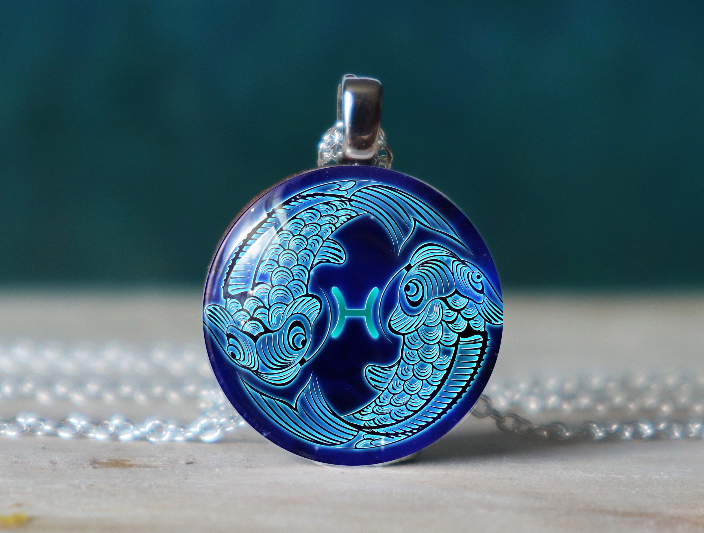 pisces necklace , pisces gifts ,  zodiac necklace , pisces jewelry , horoscope necklace , pisces pendant