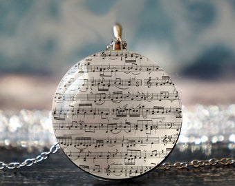 music necklace , sheet music jewelry , sheet music necklace , music lover gift , music teacher gift , musician gift , music notes