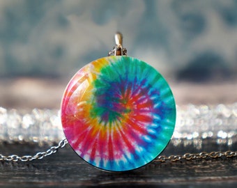 hippie jewelry , tie dye jewelry , hippy  pendant , hippy gift