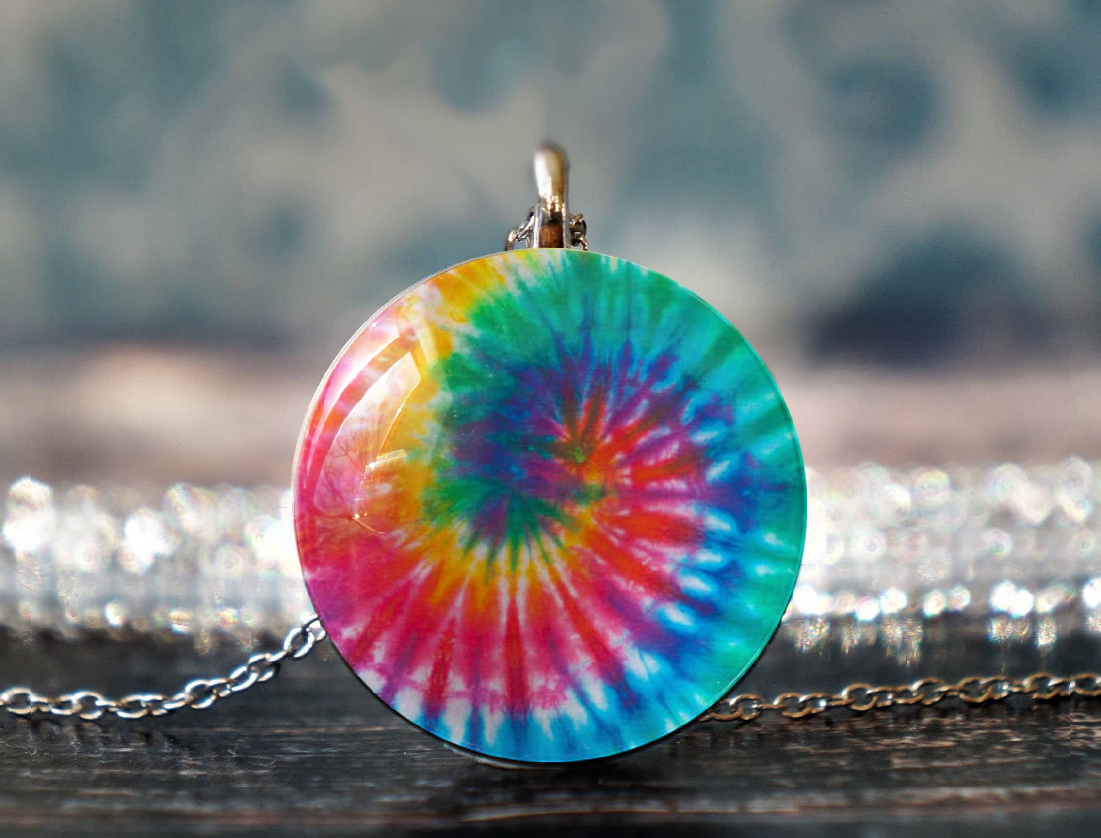 hippie jewelry tie dye jewelry hippy pendant hippy gift