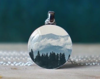 forest necklace , norwegian gifts , mountain necklace , outdoorsy gifts