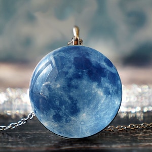 moon necklace , blue moon , moon pendant , blue moon pendant , blue moon jewelry , celestial necklace