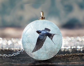 sparrow necklace , bird jewelry , swallow bird , bird pendant , flying bird necklace , swallow jewelry , swallow pendant