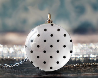 polka dot jewelry , polka dots necklace , polka dot pendant , retro necklace