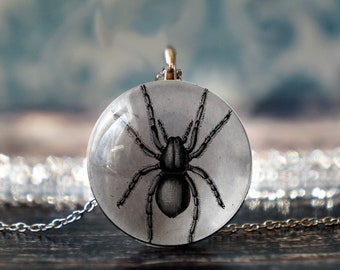spider jewelry , spider pendant , gothic necklace , silver spider , goth necklace