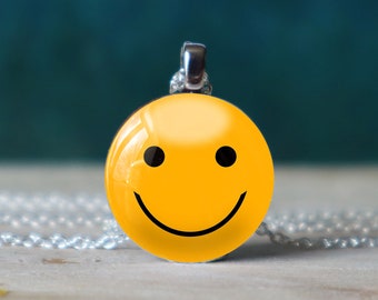 smiley face necklace , smiley necklace , smiley jewelry , smile necklace , fun necklace ,
