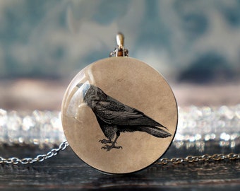 crow necklace , raven jewelry , raven pendant , bird necklace , crow jewelry , black raven necklace , gothic jewelry