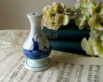 Vintage Blue & White Delft Ceramic Ornamental Vessel Made in Holland